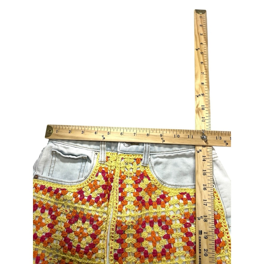 Wild Fable‎ Womens Festival Shorts High Waist Crochet Jean Short Size 00 - Picture 7 of 8